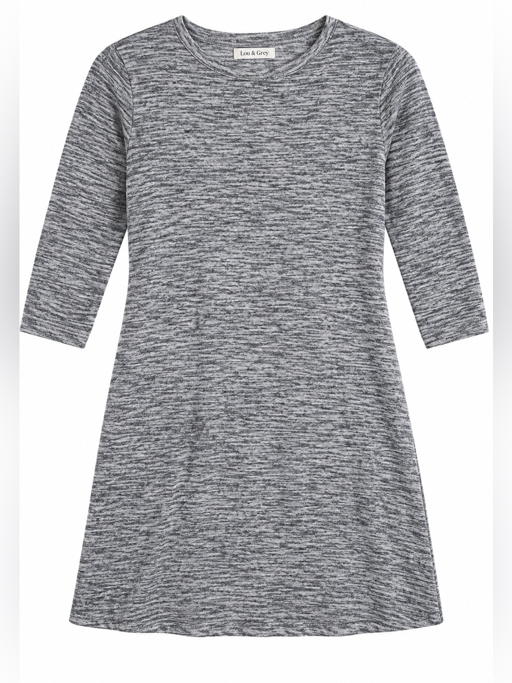 Lou & Grey 3/4 sleeve grey sweater dress